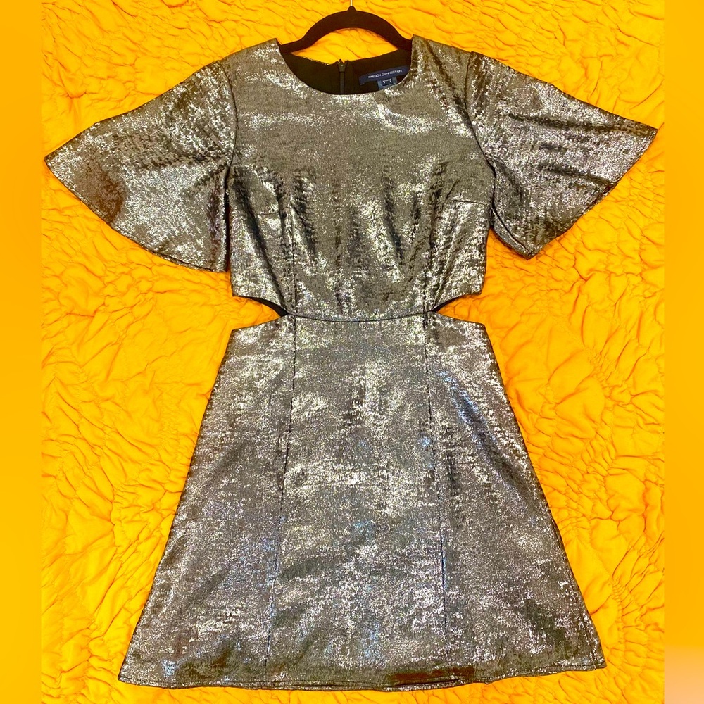 NWT French Connection Gold Mini Dress